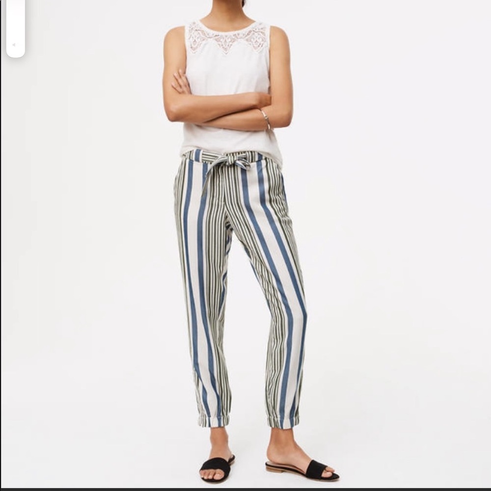 Loft Striped Tie Waist Pants